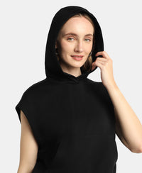 Super Combed Cotton Rich French Terry Oversized Sleeves Hoodie - Black