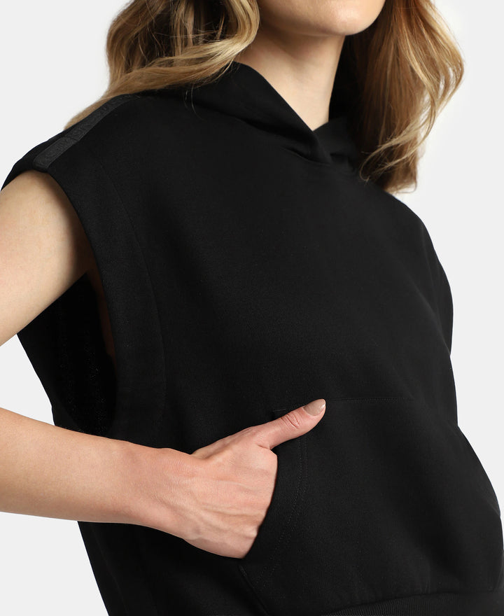 Super Combed Cotton Rich French Terry Oversized Sleeves Hoodie - Black