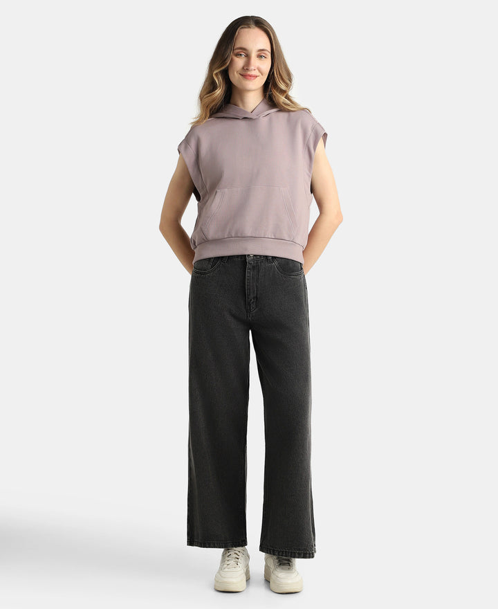 Super Combed Cotton Rich French Terry Oversized Sleeves Hoodie - Quail