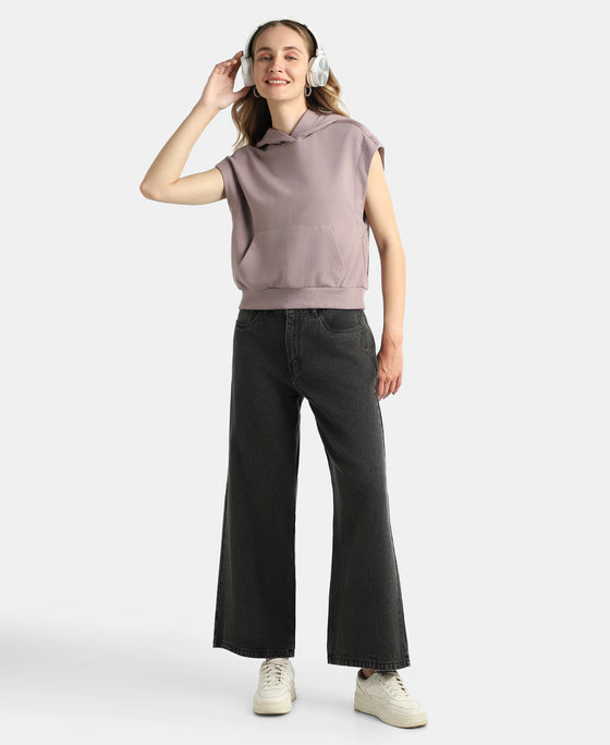 Super Combed Cotton Rich French Terry Oversized Sleeves Hoodie - Quail