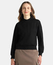 Super Combed Cotton Rich Half Zip Sweatshirt with Drop Shoulder Styling - Black