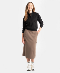 Super Combed Cotton Rich Half Zip Sweatshirt with Drop Shoulder Styling - Black