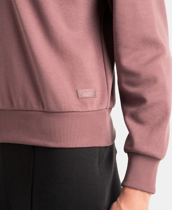 Super Combed Cotton Rich Half Zip Sweatshirt with Drop Shoulder Styling - Rose Taupe