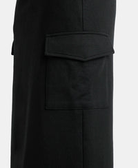 Super Combed Cotton Rich Pique Fabric Cargo Skirt with Inner Drawstrings - Black