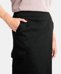 Super Combed Cotton Rich Pique Fabric Cargo Skirt with Inner Drawstrings - Black