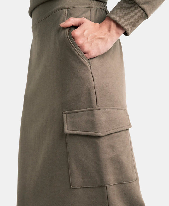 Super Combed Cotton Rich Pique Fabric Cargo Skirt with Inner Drawstrings - Dark Khaki