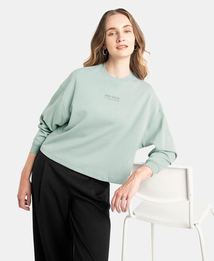 Super Combed Cotton Rich Oversized Printed Full Sleeve T-Shirt - Abyss