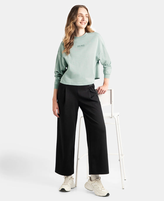 Super Combed Cotton Rich Oversized Printed Full Sleeve T-Shirt - Abyss