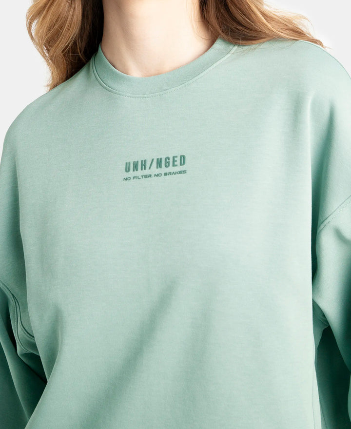 Super Combed Cotton Rich Oversized Printed Full Sleeve T-Shirt - Abyss