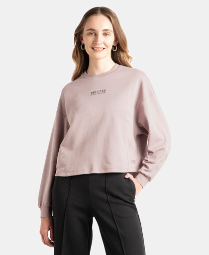 Super Combed Cotton Rich Oversized Printed Full Sleeve T-Shirt - Quail