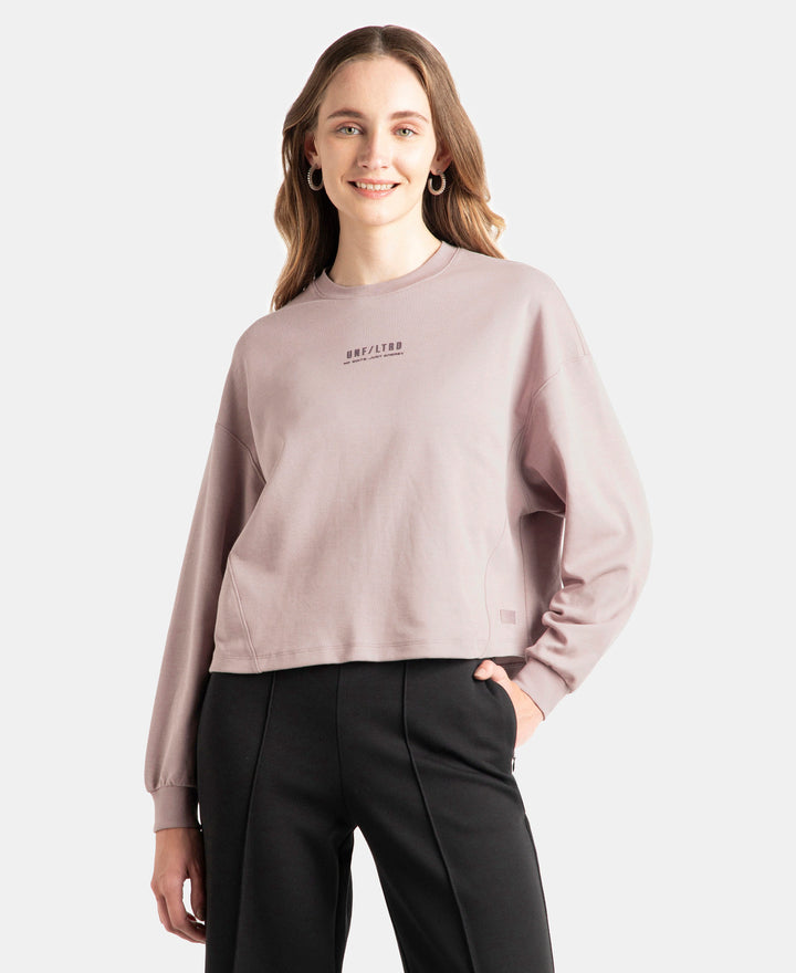 Super Combed Cotton Rich Oversized Printed Full Sleeve T-Shirt - Quail