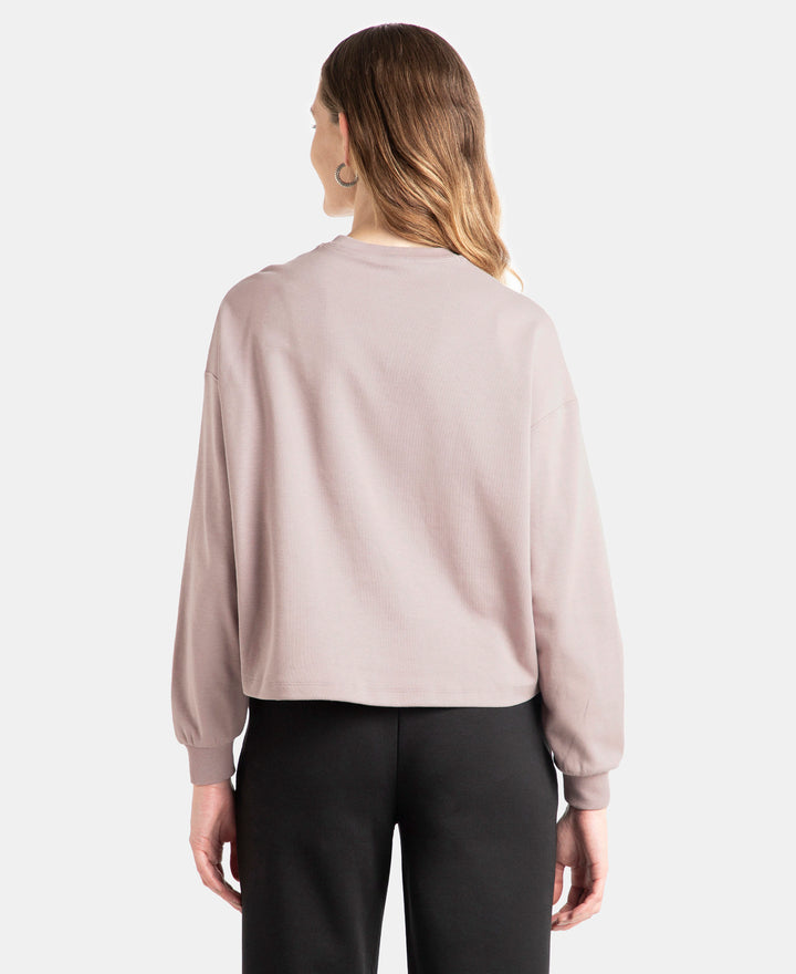 Super Combed Cotton Rich Oversized Printed Full Sleeve T-Shirt - Quail