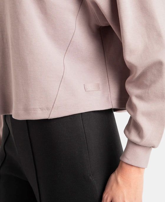 Super Combed Cotton Rich Oversized Printed Full Sleeve T-Shirt - Quail