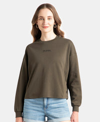 Super Combed Cotton Rich Oversized Printed Full Sleeve T-Shirt - Turkish Coffee