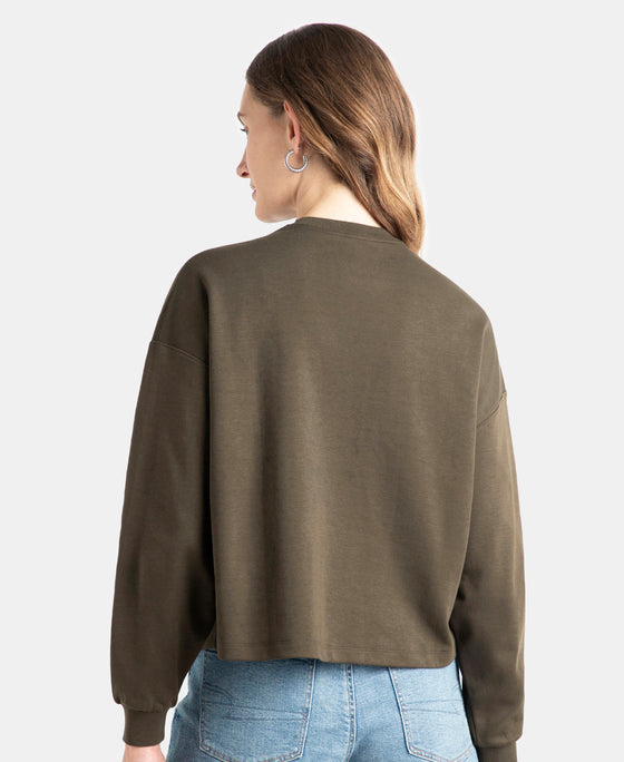 Super Combed Cotton Rich Oversized Printed Full Sleeve T-Shirt - Turkish Coffee