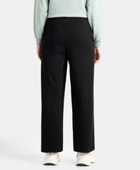 Super Combed Cotton Rich Relaxed Fit Wide Leg Pants with Side Pockets - Black