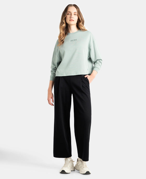 Super Combed Cotton Rich Relaxed Fit Wide Leg Pants with Side Pockets - Black