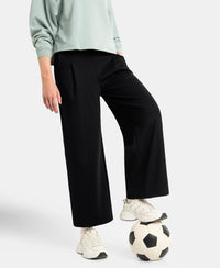 Super Combed Cotton Rich Relaxed Fit Wide Leg Pants with Side Pockets - Black