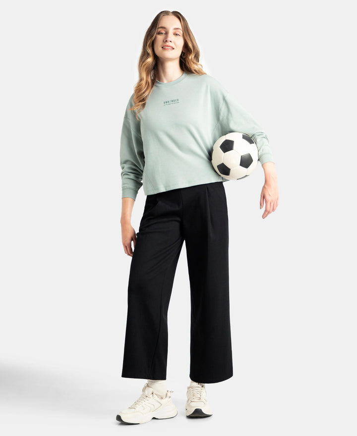 Super Combed Cotton Rich Relaxed Fit Wide Leg Pants with Side Pockets - Black