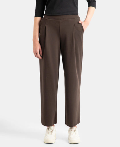 Super Combed Cotton Rich Relaxed Fit Wide Leg Pants with Side Pockets - Java