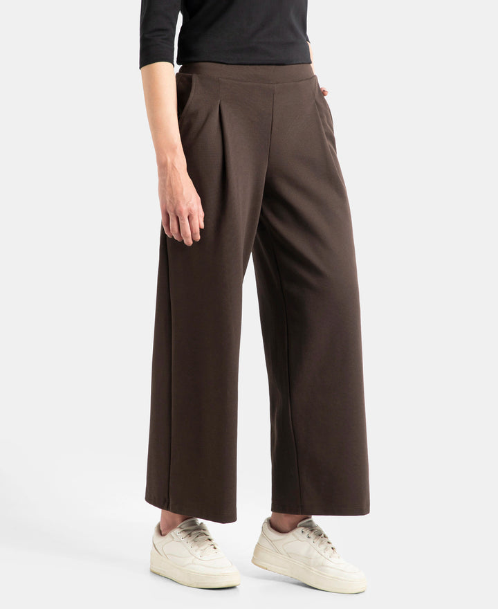 Super Combed Cotton Rich Relaxed Fit Wide Leg Pants with Side Pockets - Java