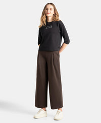 Super Combed Cotton Rich Relaxed Fit Wide Leg Pants with Side Pockets - Java