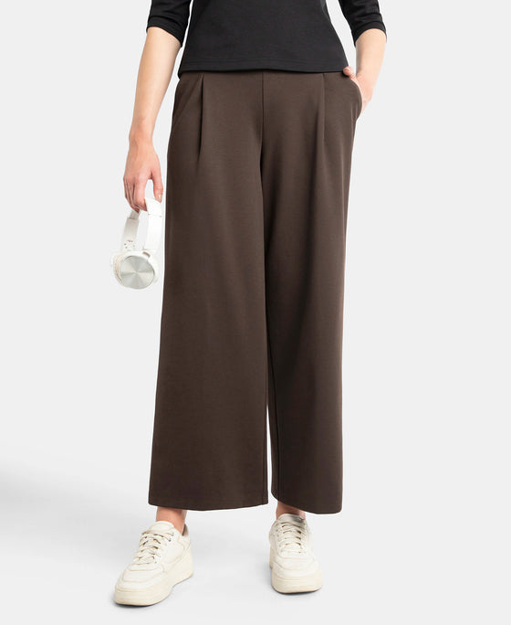 Super Combed Cotton Rich Relaxed Fit Wide Leg Pants with Side Pockets - Java