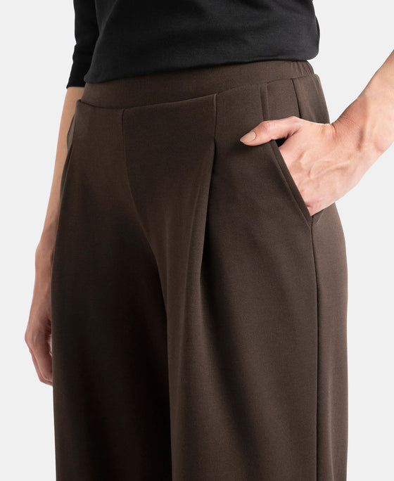 Super Combed Cotton Rich Relaxed Fit Wide Leg Pants with Side Pockets - Java