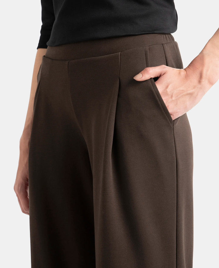 Super Combed Cotton Rich Relaxed Fit Wide Leg Pants with Side Pockets - Java