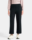 Microfiber Cotton Blend Elastane Stretch Relaxed Fit Wide Leg Pants with Zipper Pockets - Black
