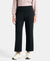 Microfiber Cotton Blend Elastane Stretch Relaxed Fit Wide Leg Pants with Zipper Pockets - Black