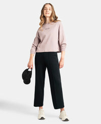 Microfiber Cotton Blend Elastane Stretch Relaxed Fit Wide Leg Pants with Zipper Pockets - Black