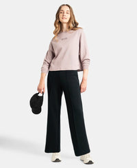 Microfiber Cotton Blend Elastane Stretch Relaxed Fit Wide Leg Pants with Zipper Pockets - Black