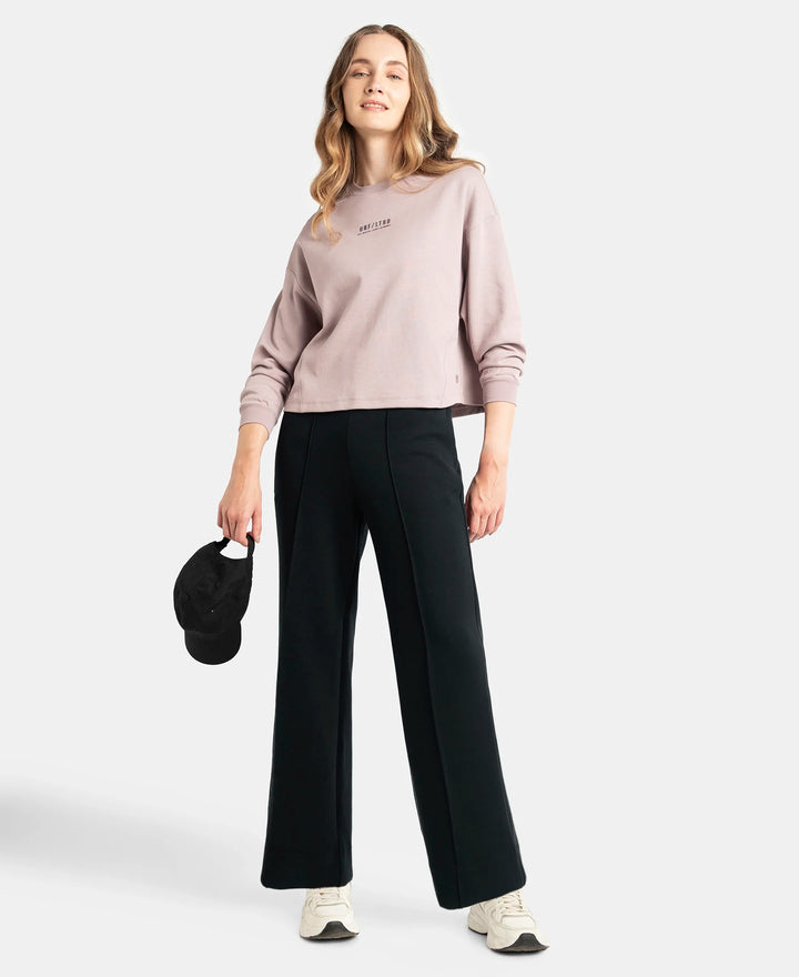 Microfiber Cotton Blend Elastane Stretch Relaxed Fit Wide Leg Pants with Zipper Pockets - Black