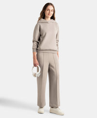 Microfiber Cotton Blend Elastane Stretch Relaxed Fit Wide Leg Pants with Zipper Pockets - Moon Rock