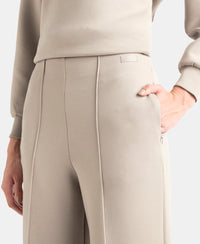 Microfiber Cotton Blend Elastane Stretch Relaxed Fit Wide Leg Pants with Zipper Pockets - Moon Rock