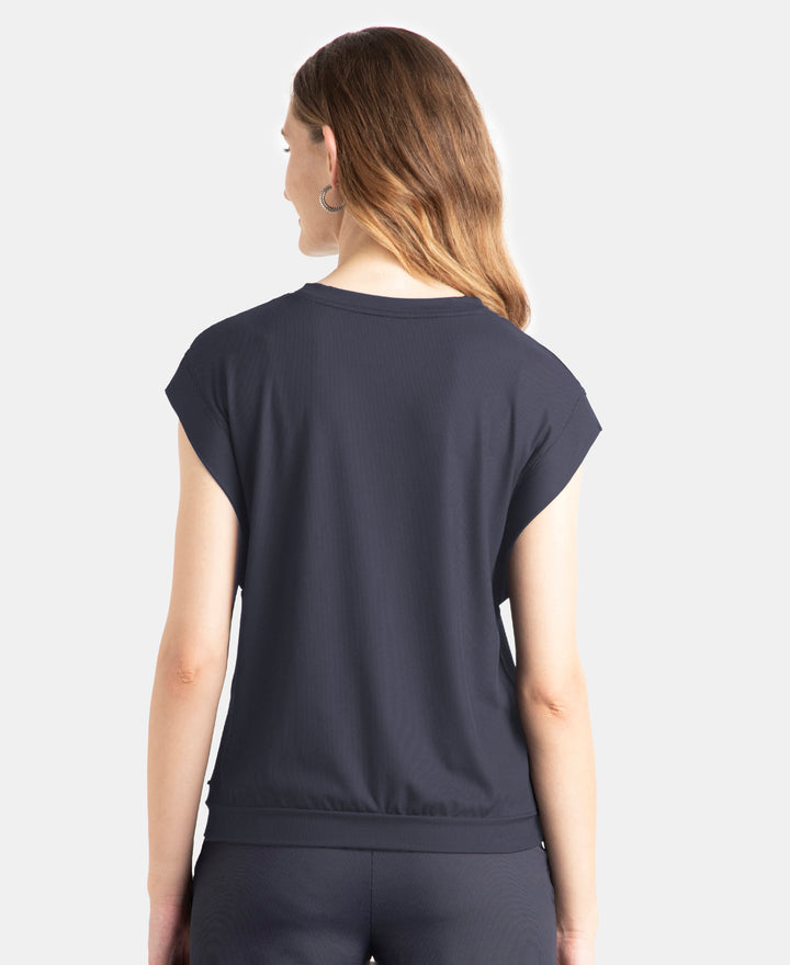 Microfiber Elastane Stretch Hybrid Tank Top with Ribbed Sleeves - Grey Stone