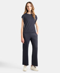 Microfiber Elastane Stretch Hybrid Tank Top with Ribbed Sleeves - Grey Stone