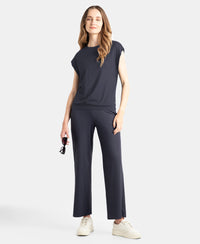 Microfiber Elastane Stretch Hybrid Tank Top with Ribbed Sleeves - Grey Stone