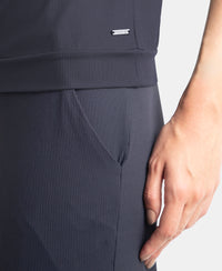 Microfiber Elastane Stretch Hybrid Tank Top with Ribbed Sleeves - Grey Stone