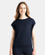Microfiber Elastane Stretch Hybrid Tank Top with Ribbed Sleeves - Mid Night Navy