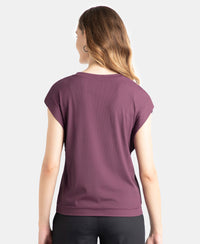 Microfiber Elastane Stretch Hybrid Tank Top with Ribbed Sleeves - Potent Purple