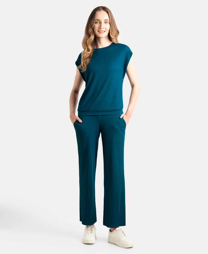 Microfiber Elastane Stretch Hybrid Tank Top with Ribbed Sleeves - Poseidon