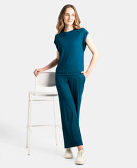 Microfiber Elastane Stretch Hybrid Tank Top with Ribbed Sleeves - Poseidon