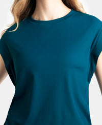 Microfiber Elastane Stretch Hybrid Tank Top with Ribbed Sleeves - Poseidon