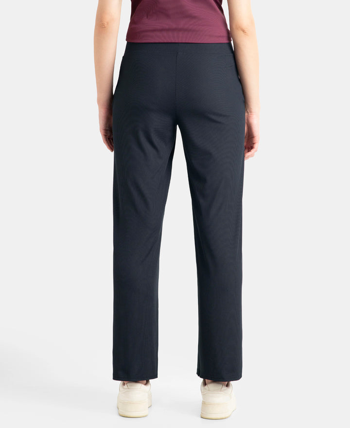 Microfiber Elastane Stretch Regular Fit Wide Leg Pants - Black