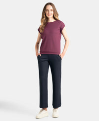 Microfiber Elastane Stretch Regular Fit Wide Leg Pants - Black