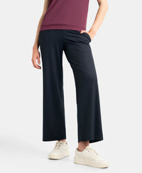 Microfiber Elastane Stretch Regular Fit Wide Leg Pants - Black