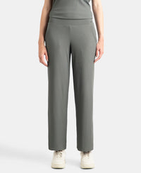 Microfiber Elastane Stretch Regular Fit Wide Leg Pants - Gun Metal