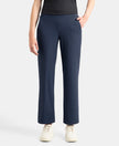 Microfiber Elastane Stretch Regular Fit Wide Leg Pants - Mid Night Navy